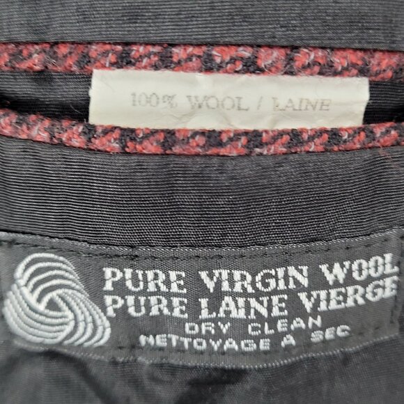 Bachrach Red 100% Wool Houndstooth 2 Button Ventless Notch Blazer Sport Coat 44 - Picture 13 of 16